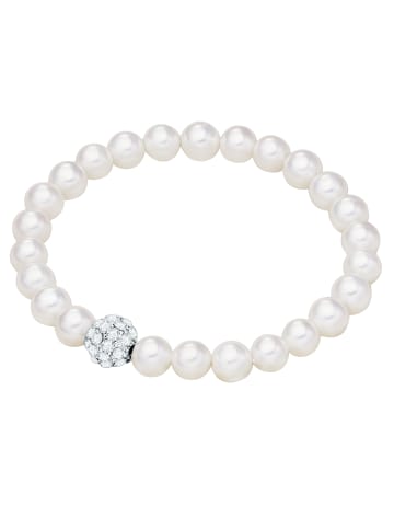 Lulu & Jane Perlen-Armband Metall-Legierung Crystal Muschelkernperle in weiß