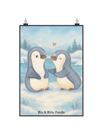 Mr. & Mrs. Panda Wandbild Pinguine trösten Design ohne Spruch in Weiß