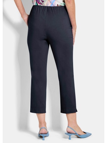 GOLDNER Kurzgröße:  Bengalinhose Elegante 7/8-Hose mit Biesen in marine