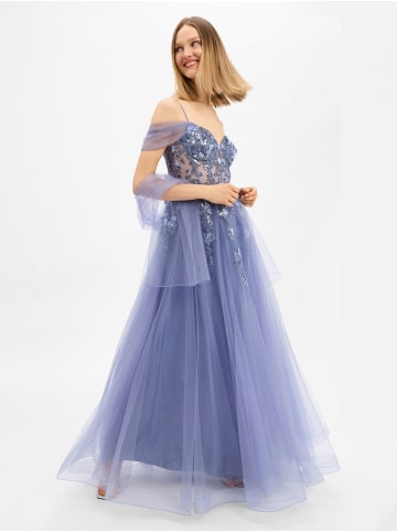Unique Abendkleid in indigo - 0001