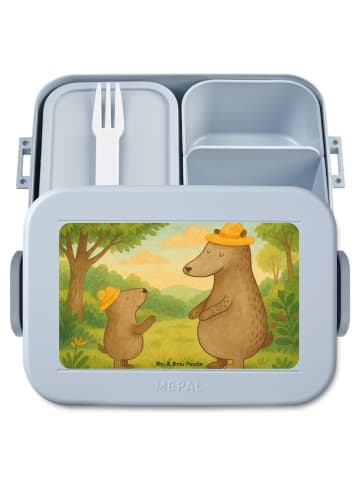 Mr. & Mrs. Panda Brotbox Bären mit Hut Design ohne Spruch in Blau Pastell