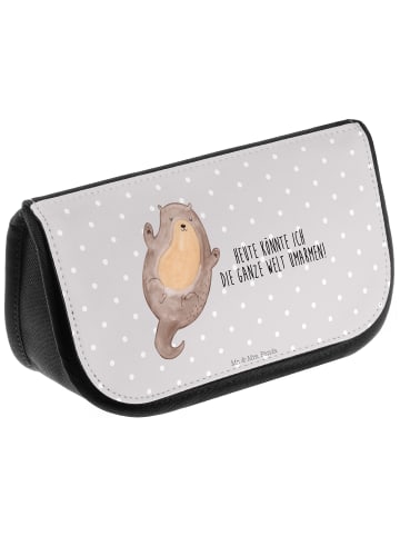 Mr. & Mrs. Panda Organizer Tasche Otter Umarmen mit Spruch in Grau Pastell