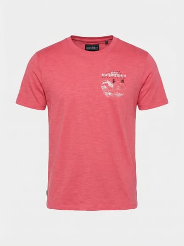 KOROSHI Crew t-shirt baumwolle druck-emb in pink