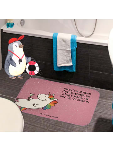 Mr. & Mrs. Panda Badematte Einhorn Blümchentail Design mit Spruch in Weiß
