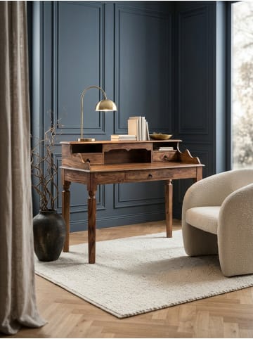 KADIMA DESIGN Landhaustisch Sheesham-Holz, Vintage-Look, 3 Schubladen, praktisch