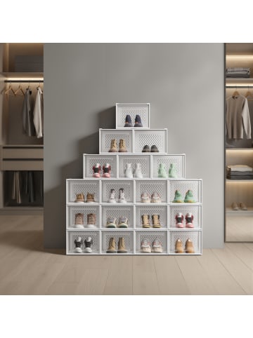 SONGMICS 18er-Set: Schuhbox Dennys in Transparent-Weiß - (B)25 x (H)19 x (T)35 cm