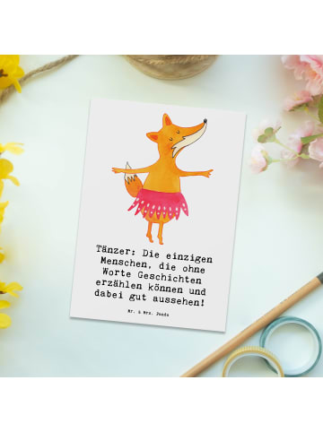 Mr. & Mrs. Panda Postkarte Tanzen Geschichten mit Spruch in Weiß