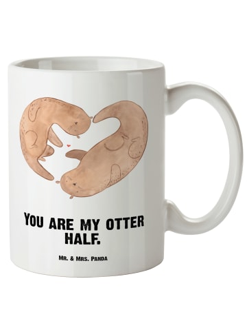 Mr. & Mrs. Panda Keramikbecher Otter Herz mit Spruch in Weiß