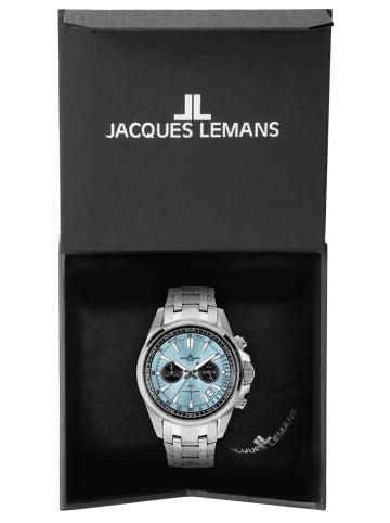 Jacques Lemans Herrenuhr Chronograph Liverpool Stahl/Hellblau