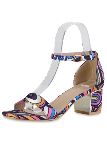 VAN HILL Klassische Sandaletten Ava in Blau Pink Weiss Muster
