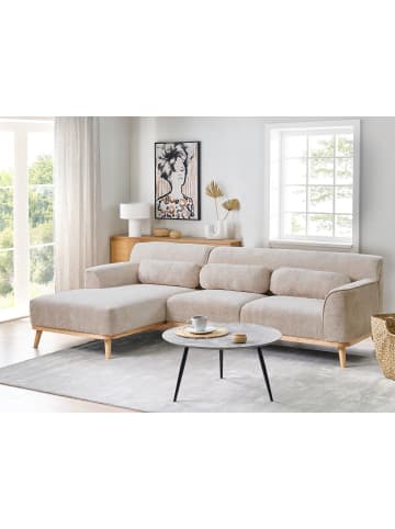 Beliani 4-tlg Ecksofa SIMOS in Beige/Braun rechtsseitig