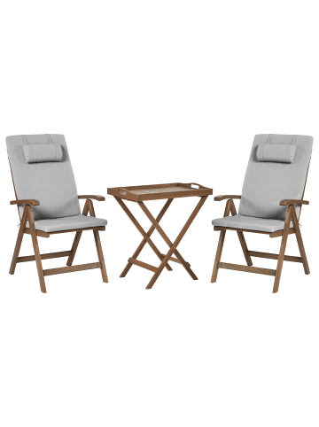Beliani 3-tlg Klappbare Gartenmöbel AMANTEA PREMIUM in Braun/Grau