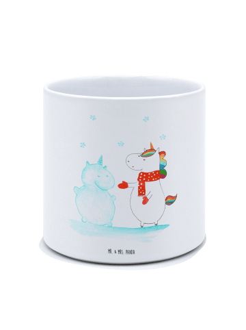 Mr. & Mrs. Panda Blumentopf Einhorn Schneemann ohne Spruch in Weiß