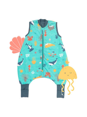 Schlummersack Schlafsack mit Füßen und umklappbaren Bündchen 1.0 TOG in Hellblau