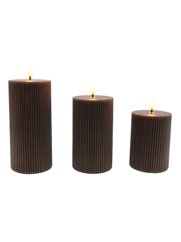 relaxdays 3 x LED Kerzen in Coffee