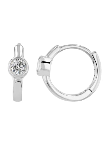 Adeliás Damen Ohrringe – Klappcreole aus 925 Silber mit Zirkonia in silber
