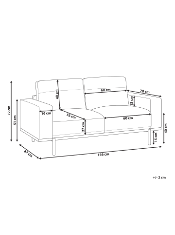 Beliani 2-Sitzer Sofa SOVIK in Braun - (W) 156 x (H) 72 x (L) 87 cm