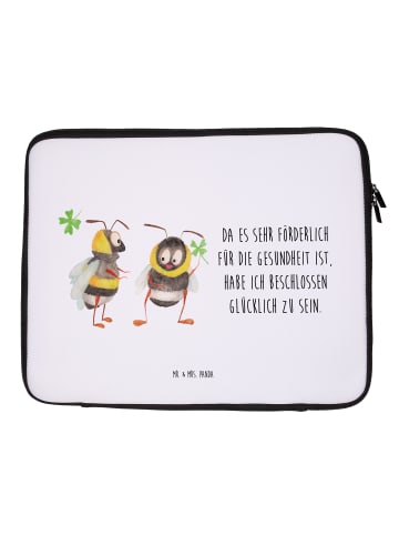 Mr. & Mrs. Panda Notebook Tasche Hummeln Kleeblatt mit Spruch in Weiß