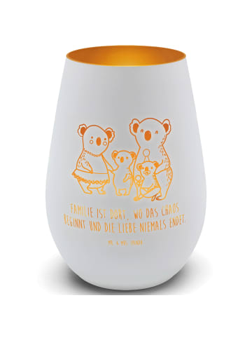 Mr. & Mrs. Panda Gold Windlicht Koala Familie mit Spruch in Weiß