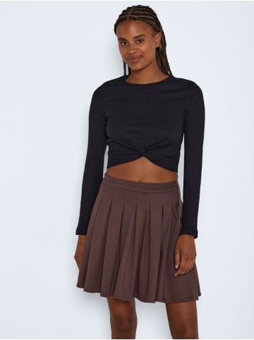 Noisy may Geripptes Cropped Shirt Oberteil mit Knoten Detail NMDRAKEY in Schwarz