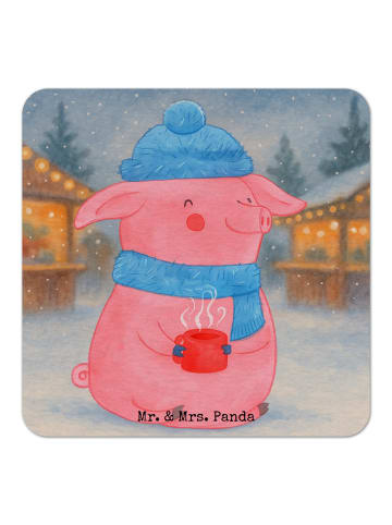 Mr. & Mrs. Panda Glasuntersetzer Schwein Glühwein Design ohne Sp... in Weiß