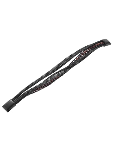Adeliás Herren Armband aus Leder mit Tigerauge 21 cm in schwarz