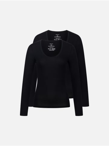 Erlich Textil  Langarmshirt LIGHT TOUCH tiefausgeschnittenes LONGSLEEVE IM 2er PACK in schwarz