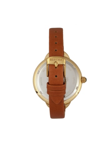 Bertha Madison Sunray Zifferblatt Lederarmbanduhr in Camel/Gold