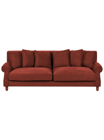 Beliani 3-Sitzer Sofa EIKE in Rot/Dunkler Holzfarbton - (W) 229 x (H) 82 x (L) 102 cm
