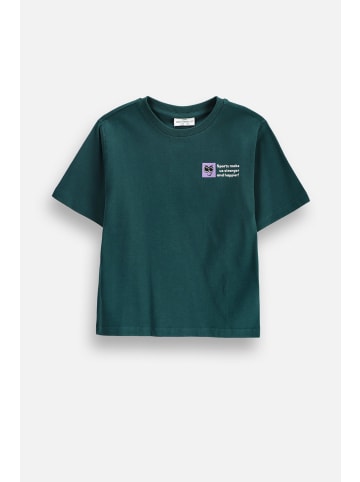 Coccodrillo Baumwoll-T-Shirt mit kurzen Ärmeln in türkis