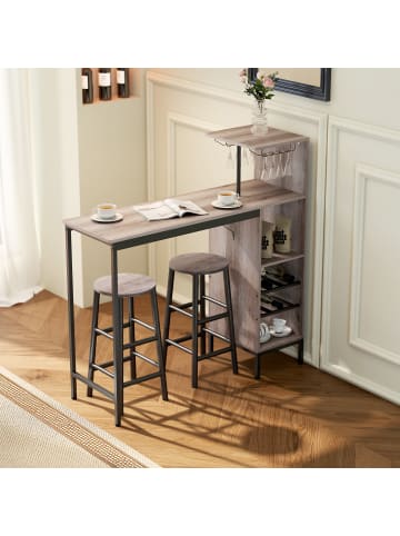 HOMCOM Bartisch Set in Grau 121,5L x 40B x 122H cm