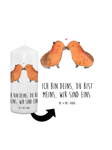 Mr. & Mrs. Panda Stumpenkerze Capybara Liebe mit Spruch in Weiß