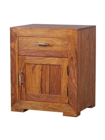 FineBuy Nachttisch in Braun / Sheesham / 50x40x60