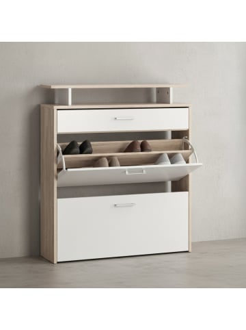KADIMA DESIGN Schuhkipper Holz 80x95x24 cm Modern Eiche, Design Schuhregal