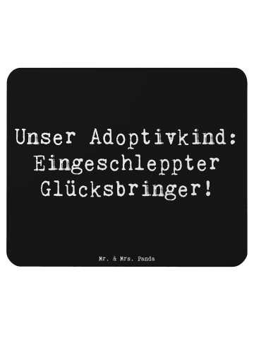 Mr. & Mrs. Panda Mauspad Adoptivkind Glücksbringer mit Spruch in Schwarz