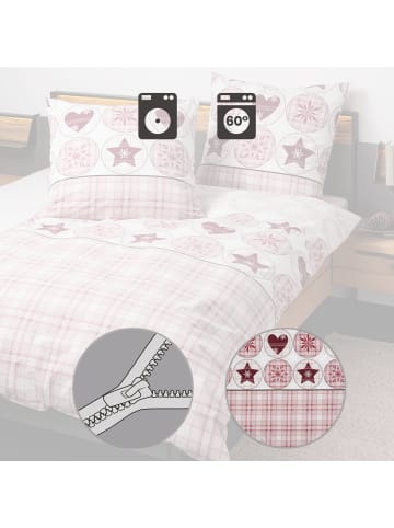 Janine Fein-Biber Bettwäsche in rot-natur