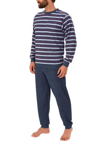NORMANN Frottee Pyjama Schlafanzug lang Bündchen grossen n - 44154 in blau