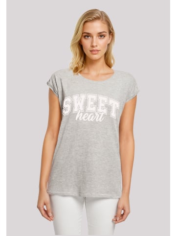 F4NT4STIC Extended Shoulder T-Shirt Sweet Heart Uni Valentinstag in grau meliert
