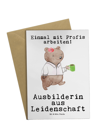 Mr. & Mrs. Panda Grußkarte Ausbilderin Leidenschaft mit Spruch in Weiß
