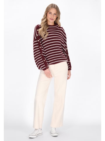 DreiMaster Maritim Women Sweater in wine red offwhite