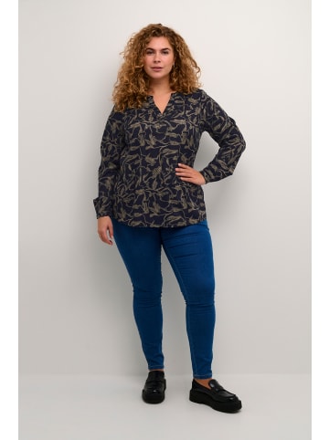 KAFFE curve Langarm-Bluse KCelsa in Brindle/Midnight Doodle Print