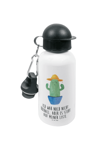 Mr. & Mrs. Panda Kindertrinkflasche Kaktus Hut mit Spruch in Weiß