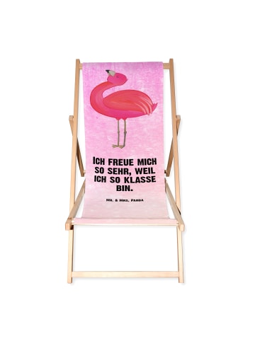 Mr. & Mrs. Panda Gartenliege Flamingo Stolz mit Spruch in Aquarell Pink