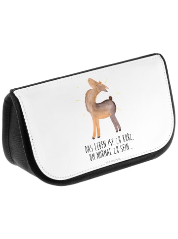 Mr. & Mrs. Panda Kosmetiktasche Lama Stolz mit Spruch in Weiß