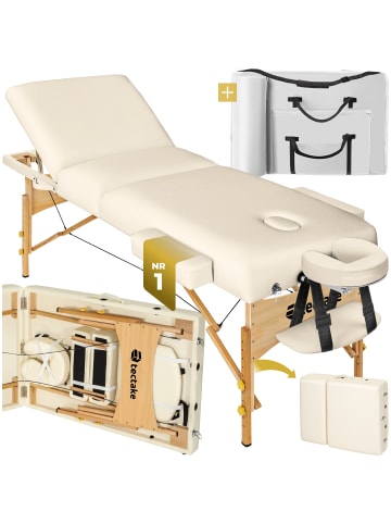 tectake 3 Zonen Massageliege Somwang 218 x 102 x 90 cm, beige
