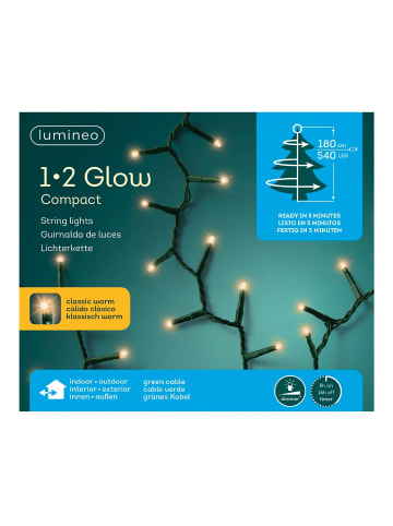 LUMINEO Lichterkette 1-2 Glow Compact 540 LED 1,8 m, grünes Kabel in klassisch warm