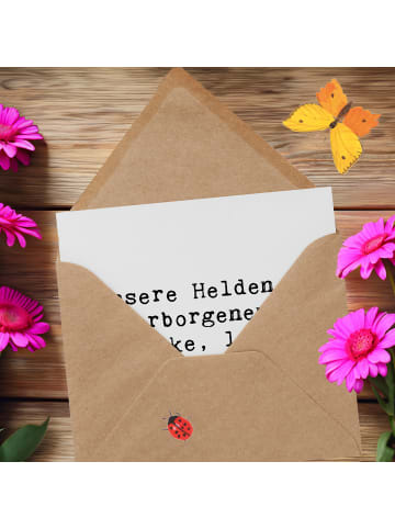 Mr. & Mrs. Panda Einladungskarte Spruch Reinigungskraft Helden m... in Weiß