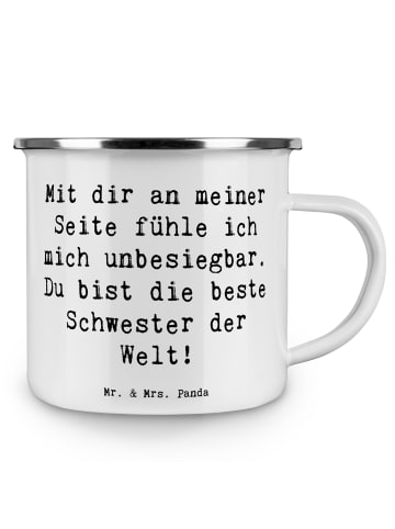 Mr. & Mrs. Panda Kaffeepott Spruch Beste Schwester mit Spruch in Weiß