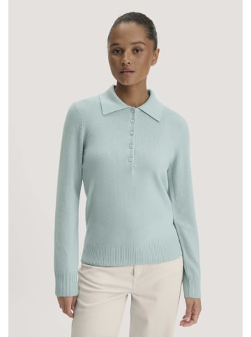 Hessnatur Hessnatur Polo-Pullover Regular aus Bio-Schurwolle mit Cahsmere in polargrün