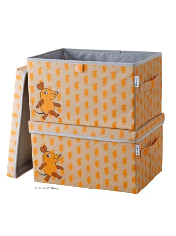 Lifeney Aufbewahrungsbox "DieMaus" 2er-Set Streuprint Orange  – 37 x 25 x 21 cm